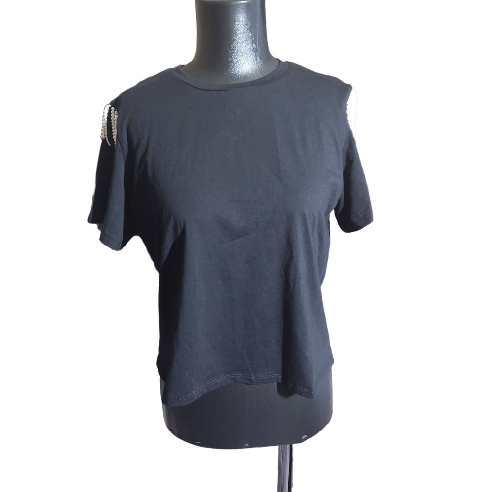 Joie Black Pearl Cutout Short Sleeve T-shirt Top Small Petite